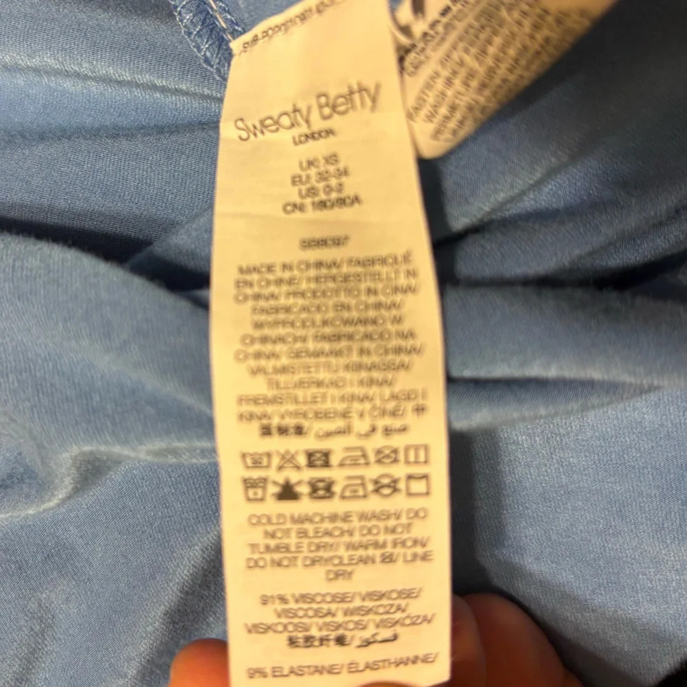 Sweaty Betty Blue Ambiance Ruched Tie Maxi Dress Grey Blue Short Sleeve Size XS - Picture 7 of 8